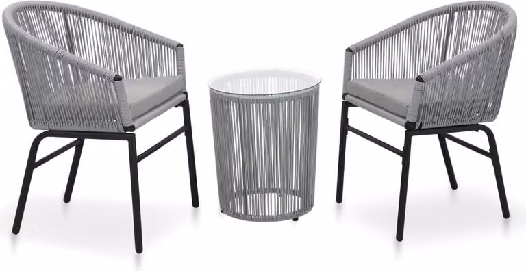 Maison Exclusive - Set da bistrot composto da 3 pezzi con cuscini, in rattan sintetico (PE), colore grigio
