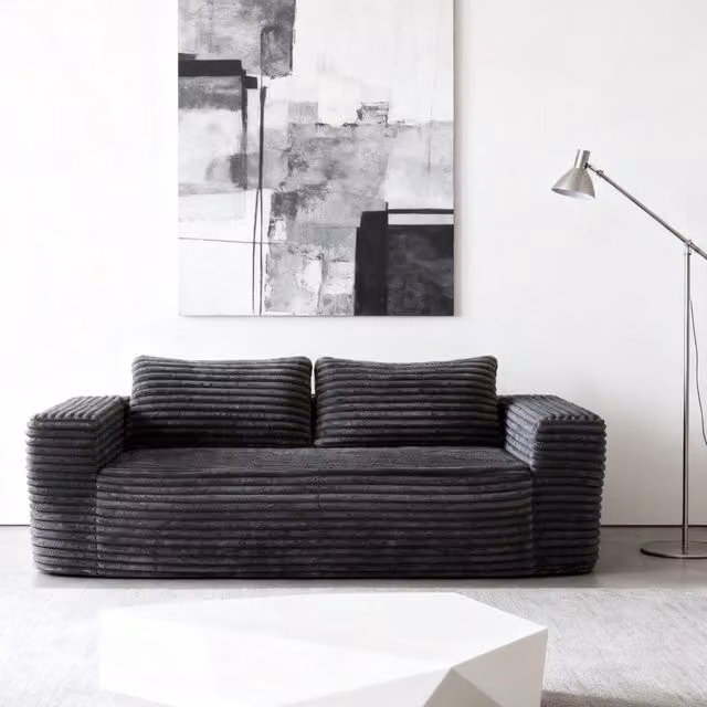Divano 2 Posti Senza Montaggio in Tessuto Velluto a Coste ¨C MINIMAL ¨C Grigio