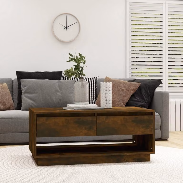 The Living Store tavolino in rovere fumé 102,5x55x44 cm materiale a base di legno