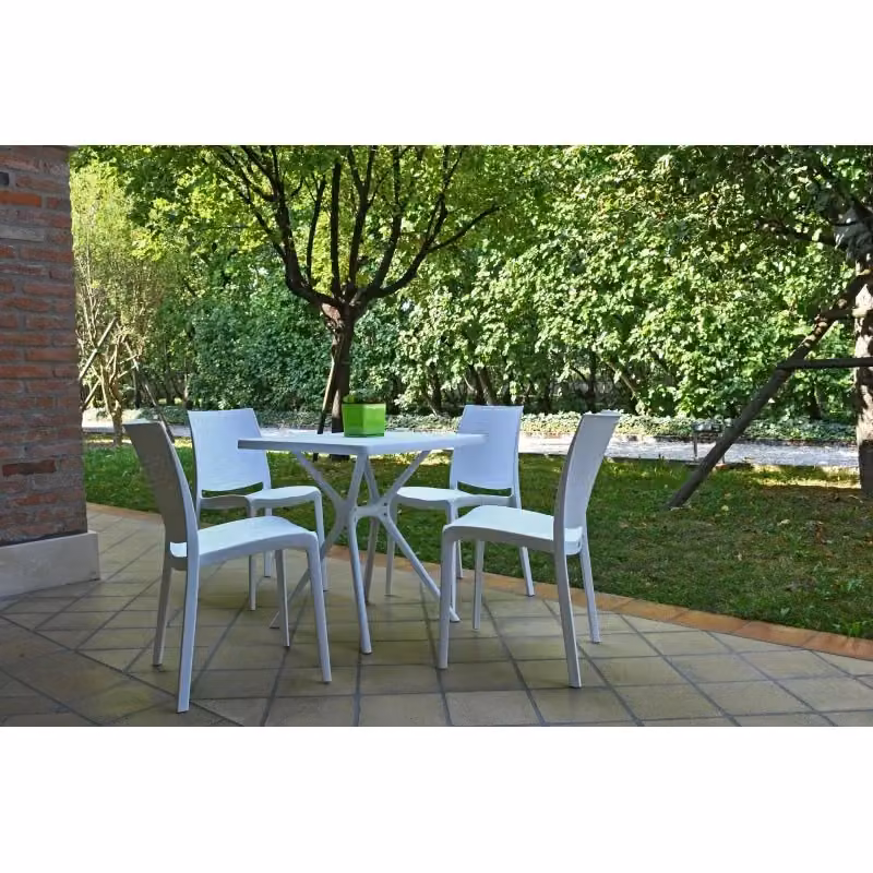 Set di 4 sedie da giardino London Matt di Flow in resina bianca impilabile – 2