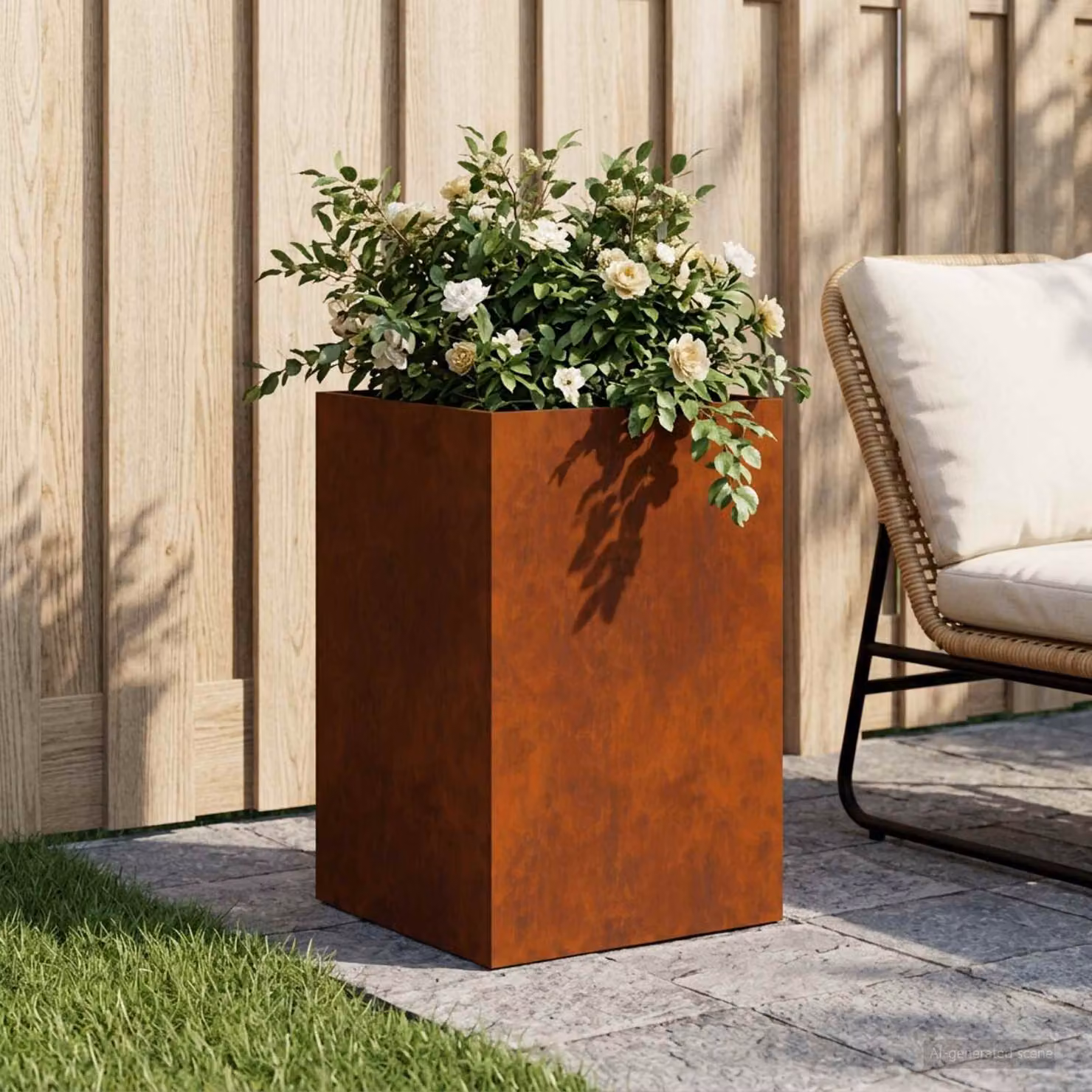 Vaso da giardino vidaXL in acciaio Corten colore marrone L/P/H: 40 x 40 x 60 cm