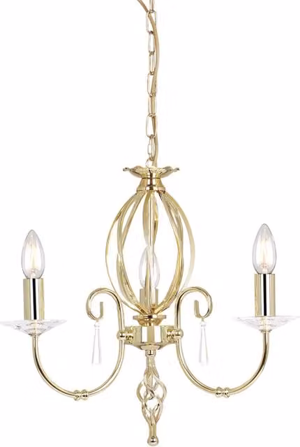 Lampadario Classico Aegean Acciaio Ottone Lucido 3 Luci E14