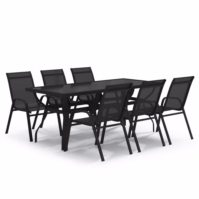 Set da Pranzo da Giardino 7 pz Nero