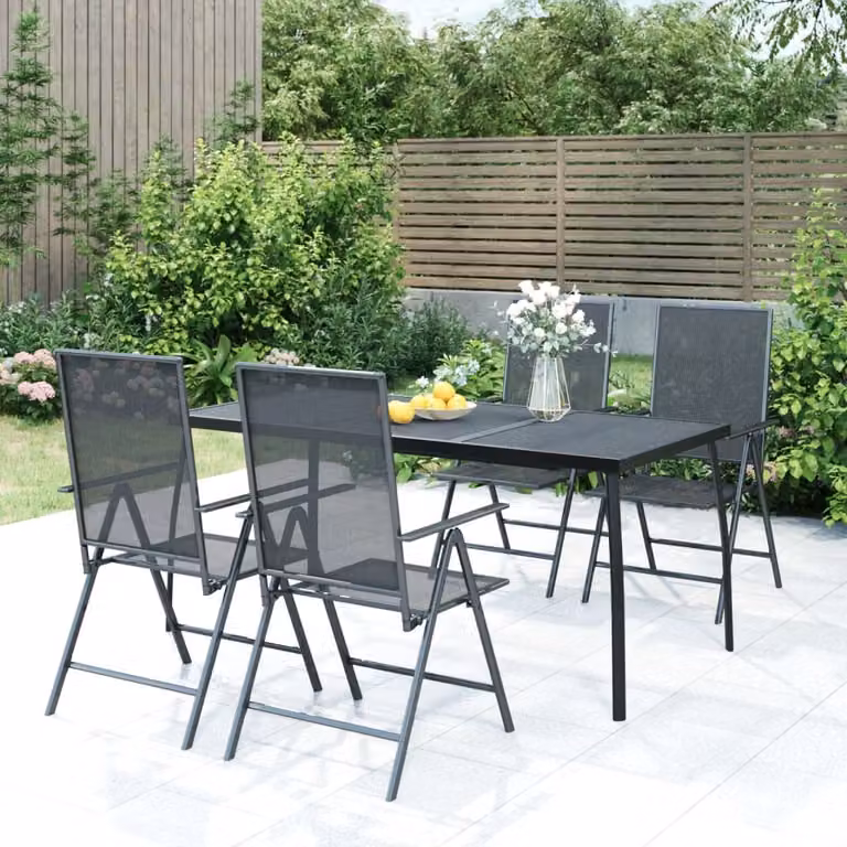 The Living Store tavolo da giardino antracite 165x80x72 cm griglia in acciaio