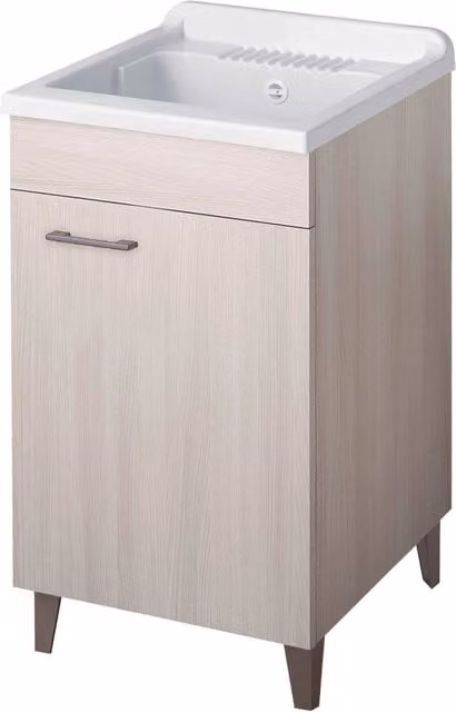 Mobile lavatoio in legno a 1 anta con vasca e asse in PP, colore olmo, L: 45 cm, P: 50 cm, H: 85 cm