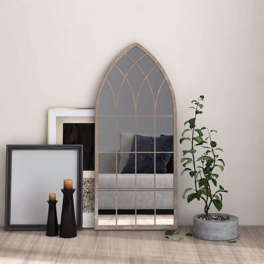Specchio da parete vidaXL in metallo e vetro, colore sabbia, L: 100 cm, H: 45 cm