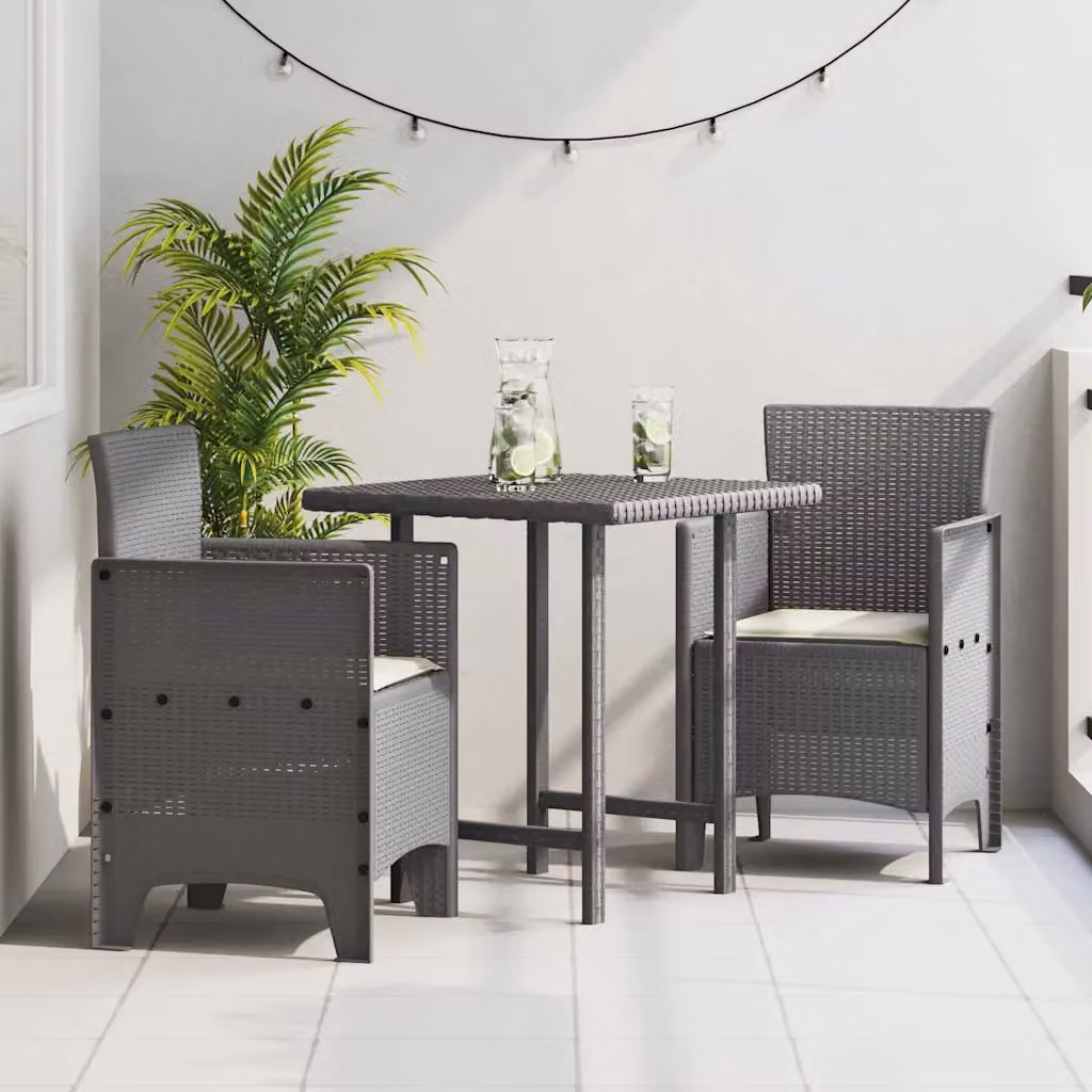 Set di 2 sedie da giardino vidaXL in polipropilene grigio chiaro con braccioli e resistenza alle intemperie