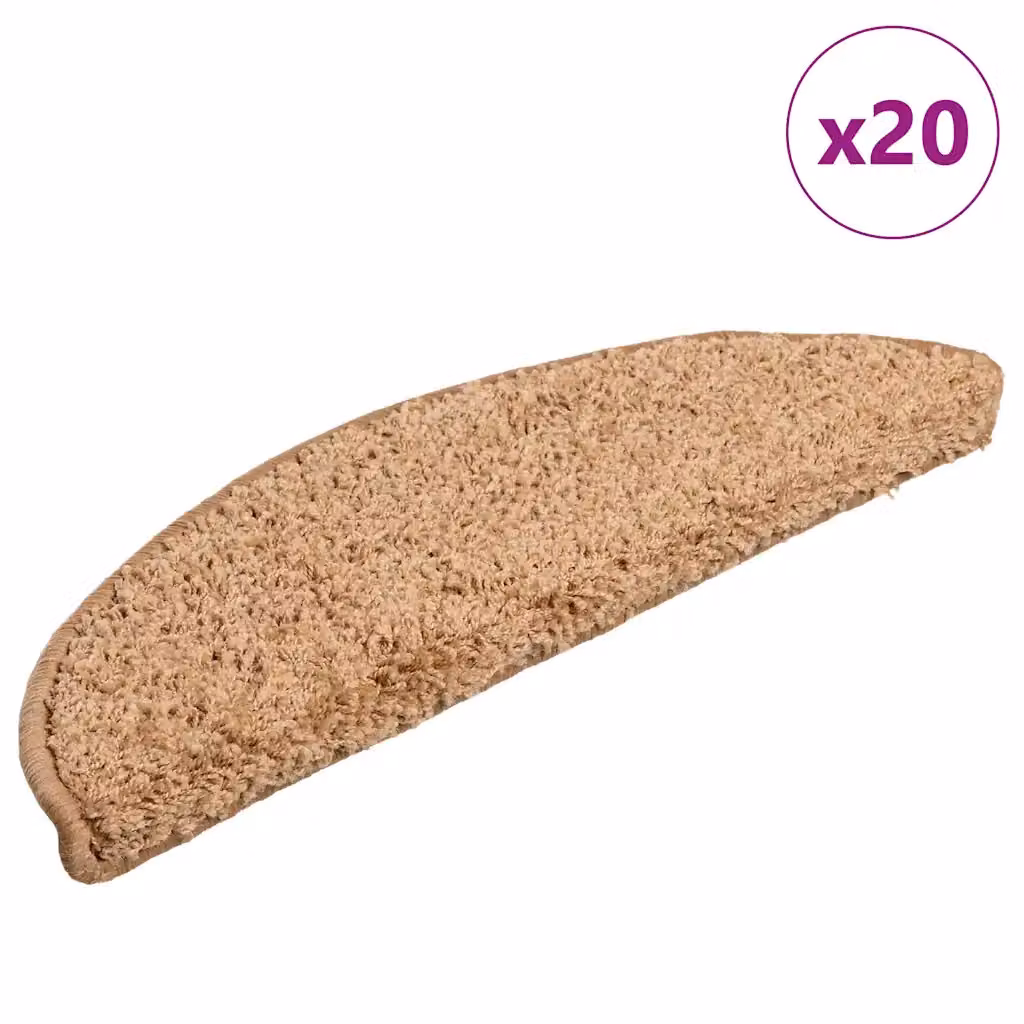 Set di 20 tappetini per scale semicircolari vidaXL in polipropilene beige, antiscivolo e fonoassorbenti, L: 56 cm, P: 17 cm, H: 3 cm