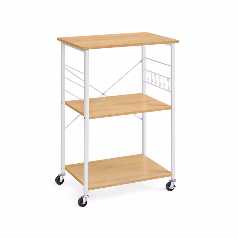 Scaffale da Cucina con Rotelle, Rovere Dorato + Bianco Nuvola / 60cm
