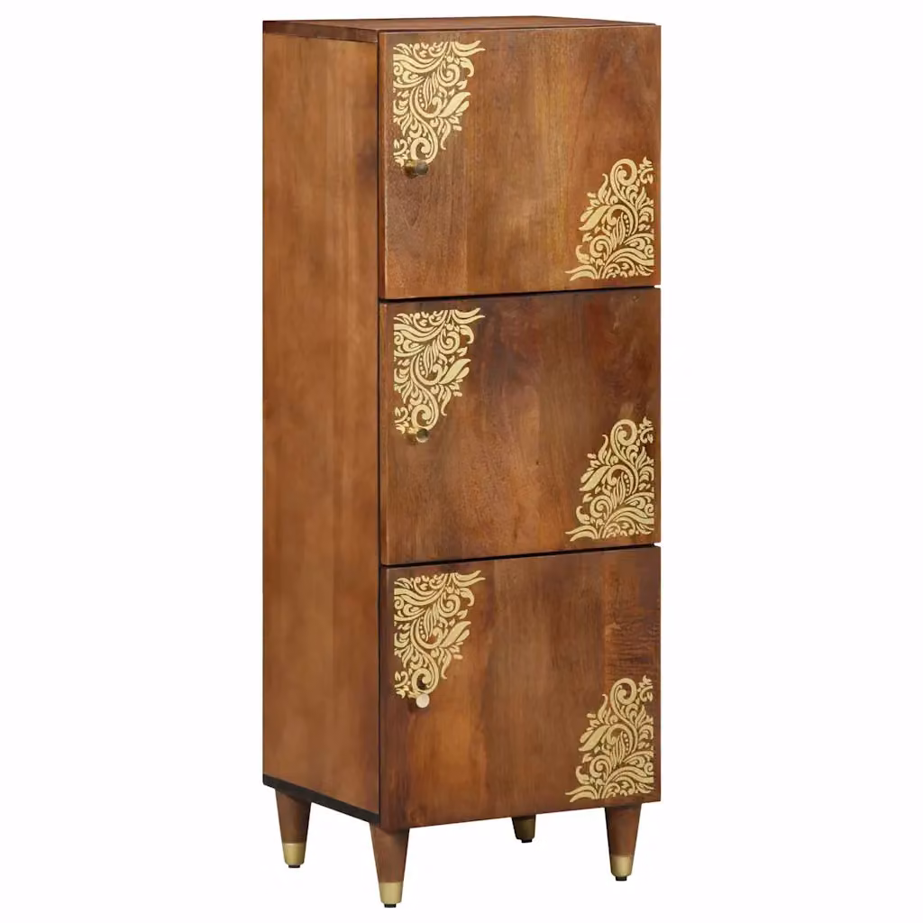 Credenza moderna vidaXL in legno di mango massello marrone e oro L 40 cm, P 33 cm, H 110 cm