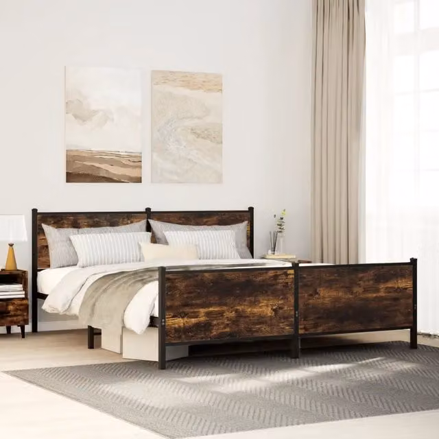 Giroletto in metallo e legno vidaXL colore rovere fumo L/P: 180 x 200 cm