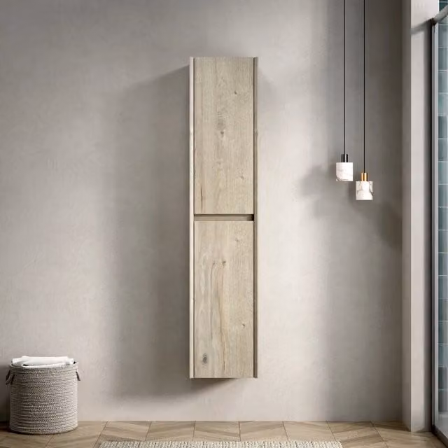 Mobile bagno pensile WISHDOR a 2 ante con ripiani interni, colore bianco beige, moderno e da appendere al muro