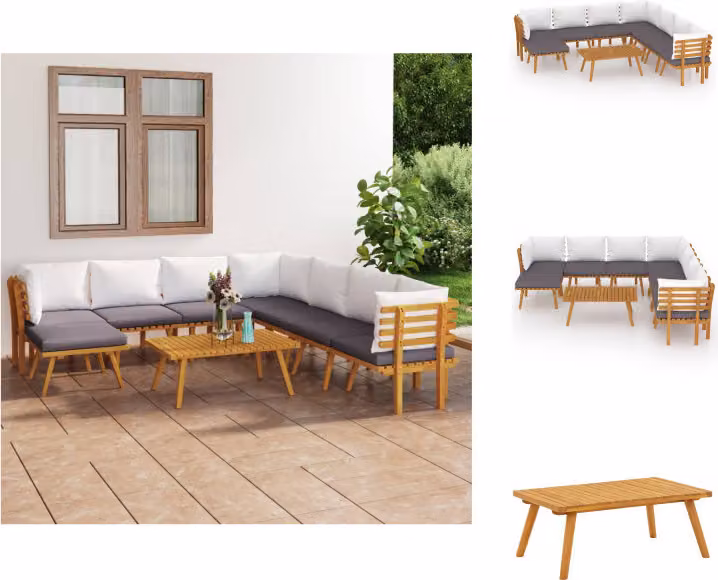 vidaXL set da salotto da giardino 9 pezzi con cuscini in legno massiccio di acacia - Set di mobili da giardino
