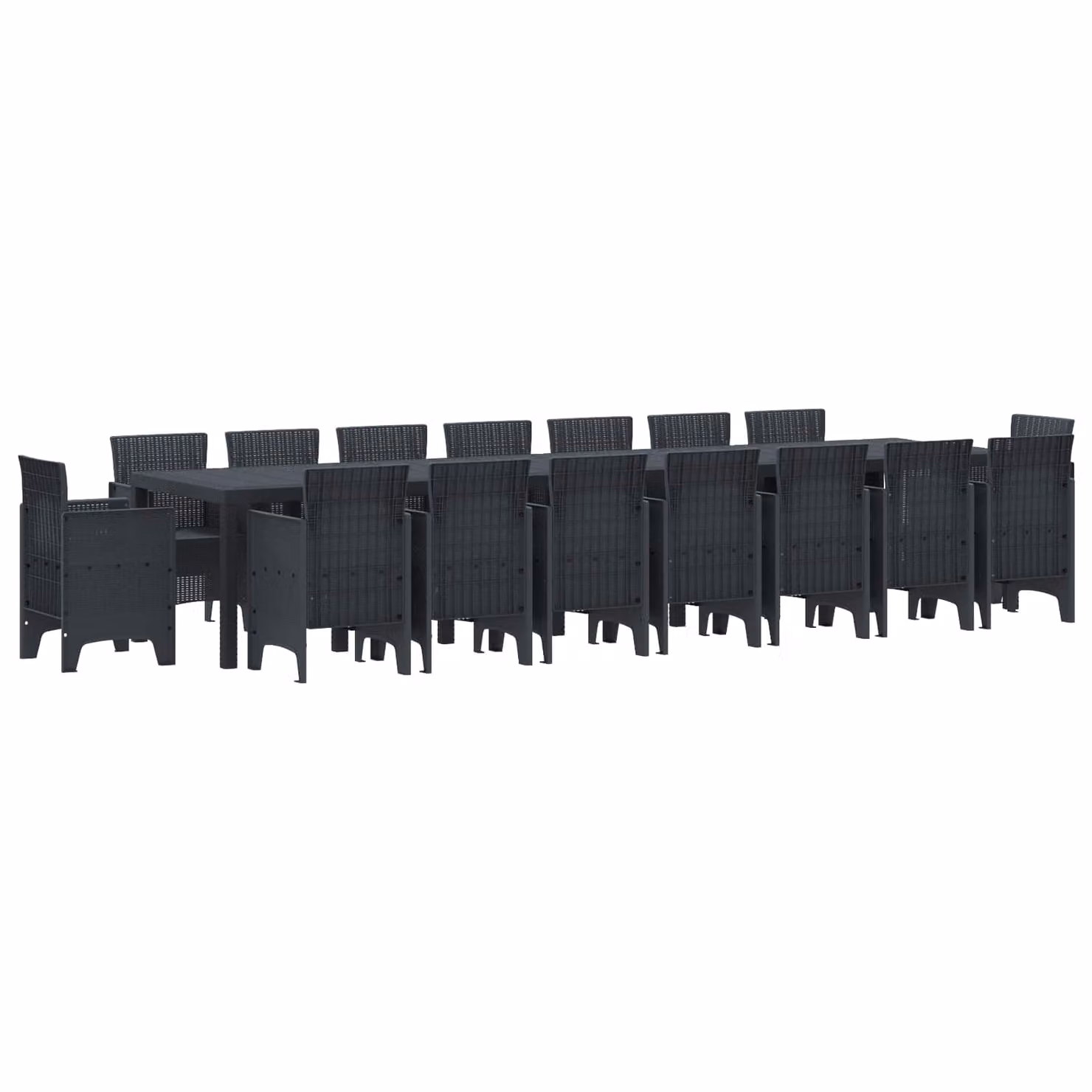Set da pranzo da giardino vidaXL in rattan antracite con 17 pezzi e cuscini – 2