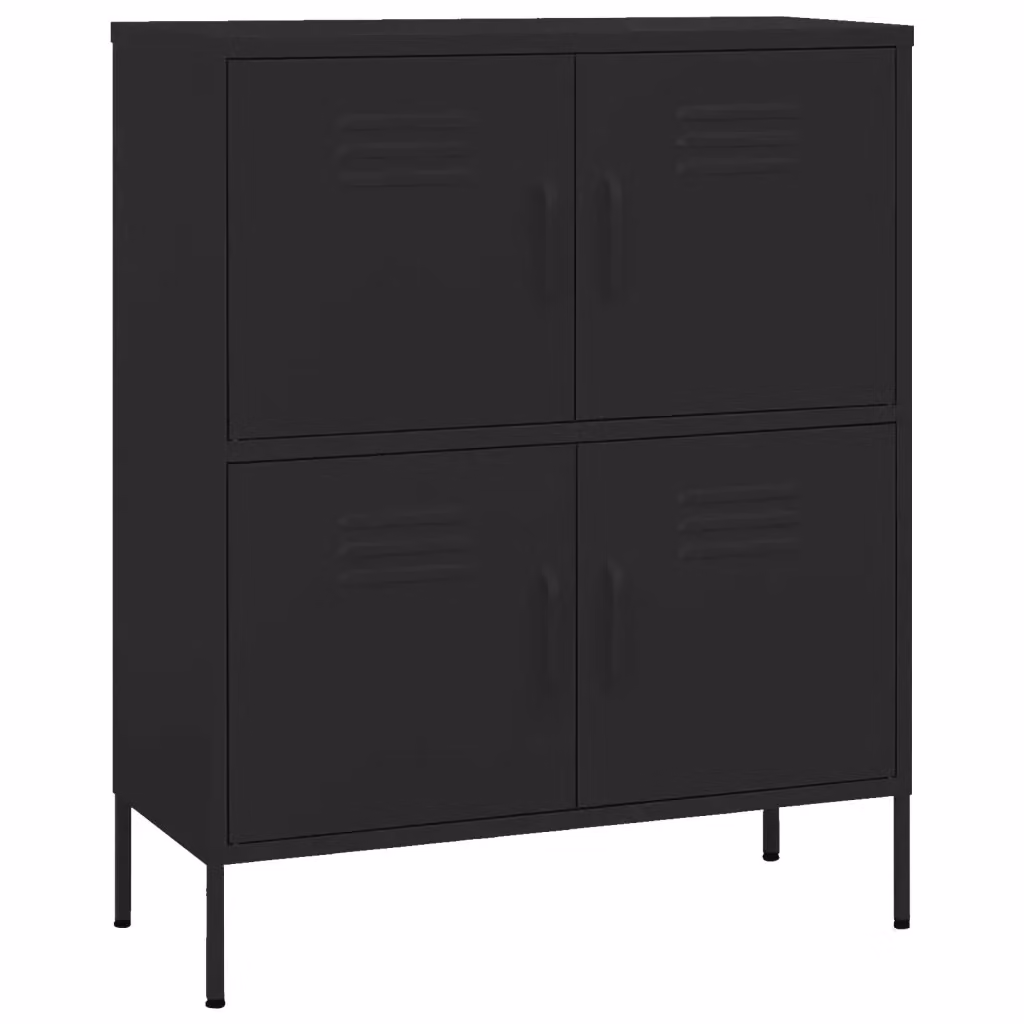 Armadietto da parete vidaXL in metallo nero con ante a battente e ripiani interni, L: 80 cm, P: 35 cm, H: 101,5 cm – 2
