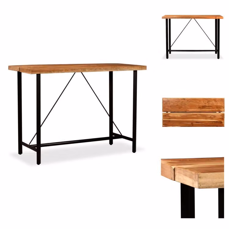 vidaXL Tavolo da bar in legno massiccio di acacia 150 x 70 x 107 cm - Tavoli da pranzo