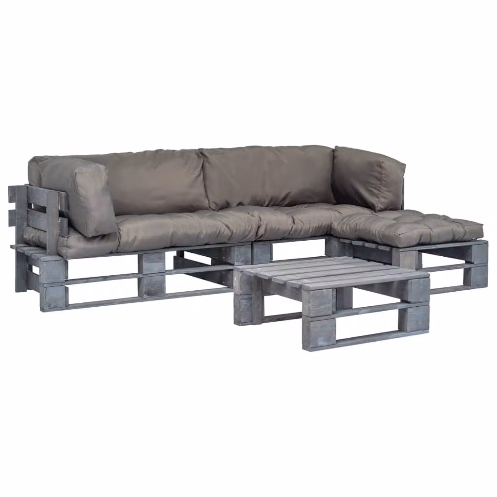Maison Exclusive - Set da esterno da 4 pezzi con sedie a sdraio e cuscini in grigio legno