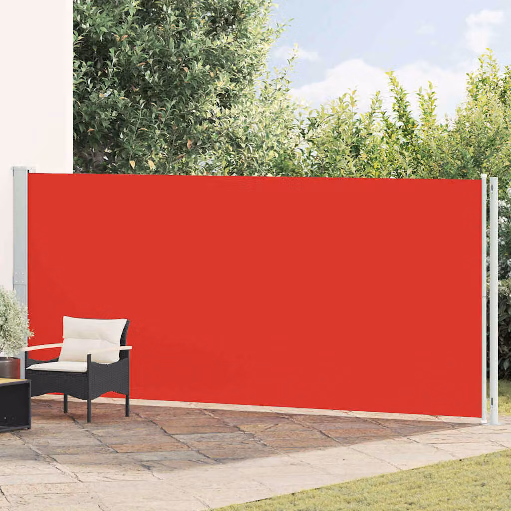 vidaXL Tenda da Sole Laterale Retrattile per Patio in Poliestere e Acciaio, Rossa, L: 600 cm, H: 180 cm