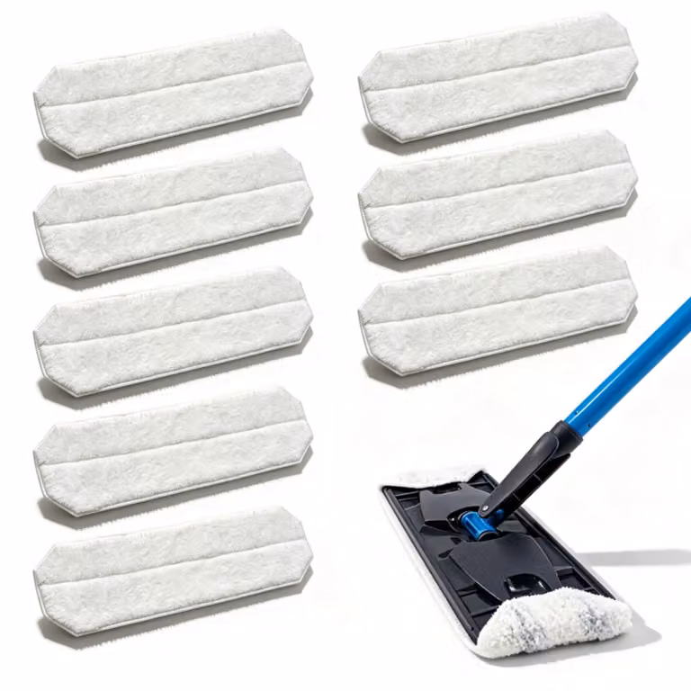 Coperture per mop a pavimento, 8 pezzi, in microfibra, lavabili, dimensioni 11x40,5 cm, colore bianco