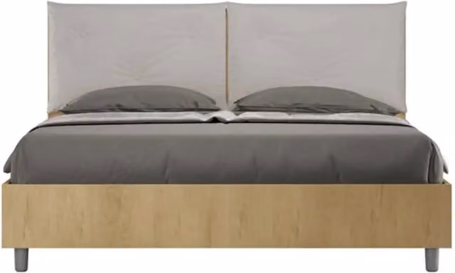 Letto matrimoniale senza rete 160x190 Quercia cuscini similpelle tortora Egos Appia