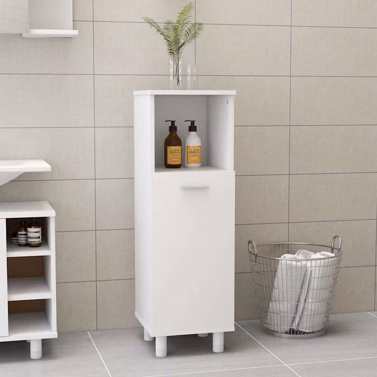 Armadio da bagno moderno vidaXL bianco con ante a battente e ripiani interni, L/P/H: 30 x 30 x 95 cm