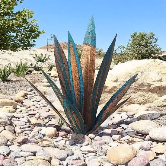 Decorazione da giardino in metallo, 27 cm, stile rustico, per terrazza