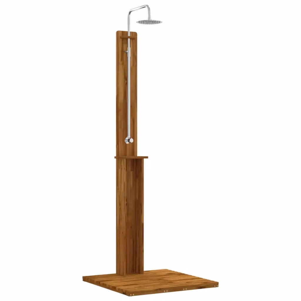 Doccia da esterno Videx in legno e acciaio inossidabile colore marrone L: 217 cm, P: 75 cm, H: 74 cm – 2