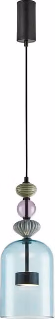 Lampada a sospensione Milagro Arte LED 12W multicolor nera in vetro e metallo