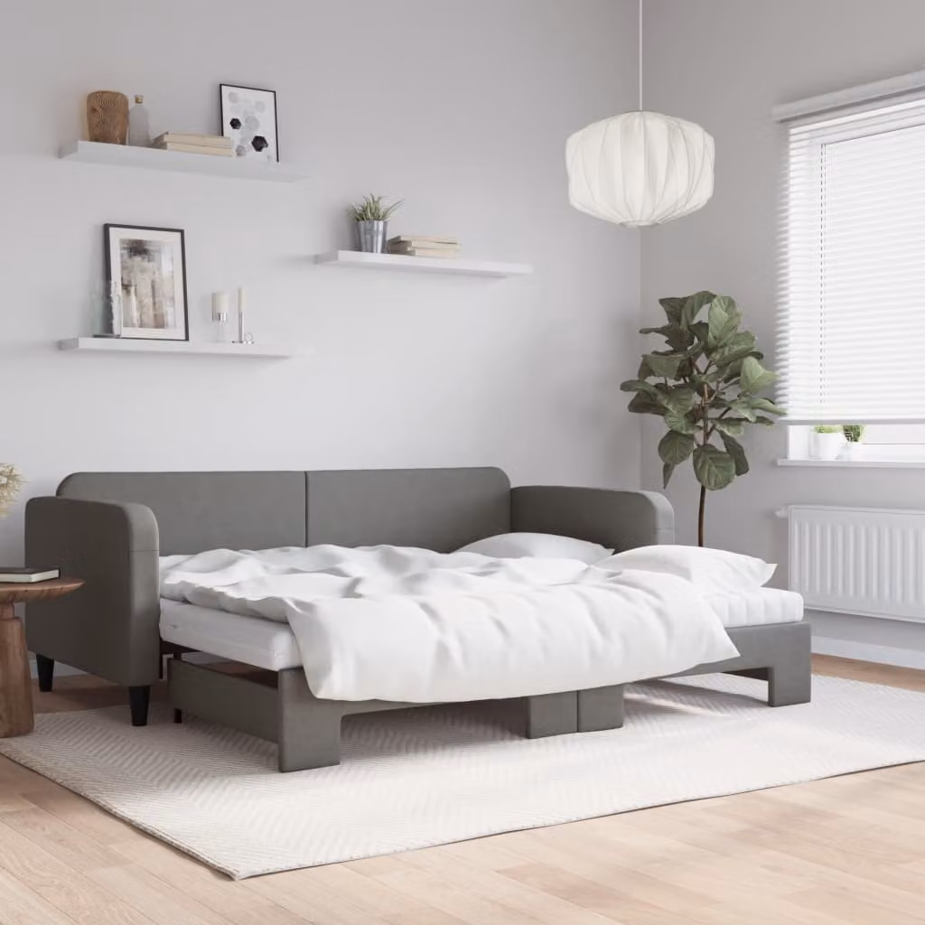 Maison Exclusive - Divano letto estraibile con materasso grigio scuro 90x190 cm in tessuto