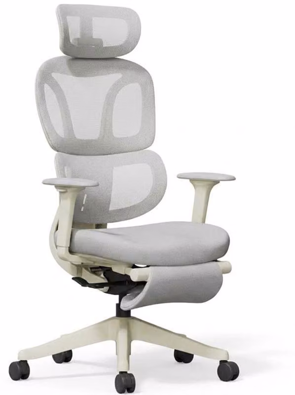 Sedia da ufficio ergonomica BS5WG-M2, con poggiapiedi, grigia