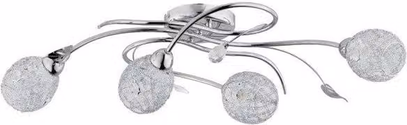 Plafoniera a soffitto Alfa ORLEAN in metallo cromato e cristallo con 4 luci E14