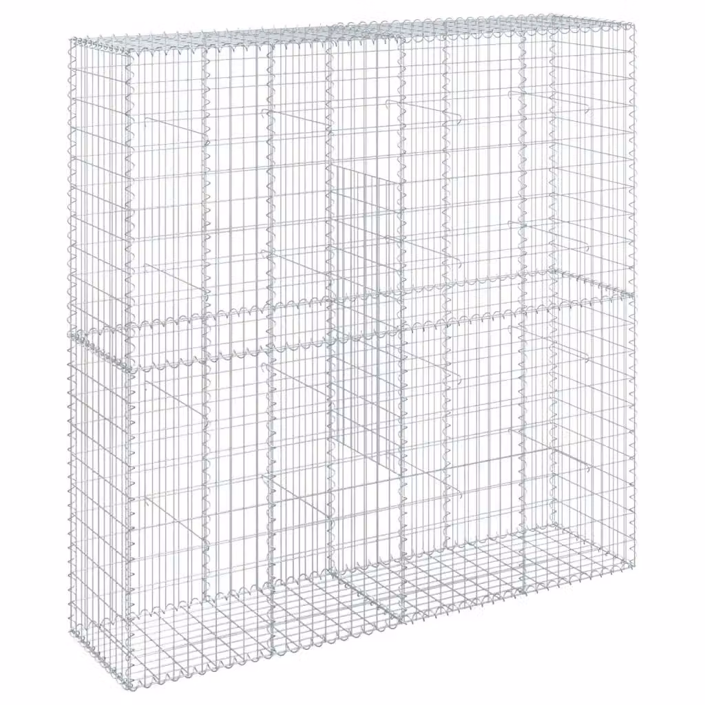 vidaXL Cesto Gabbione con Copertura in Ferro Zincato Grigio L/P/H: 200 x 50 x 200 cm – 2