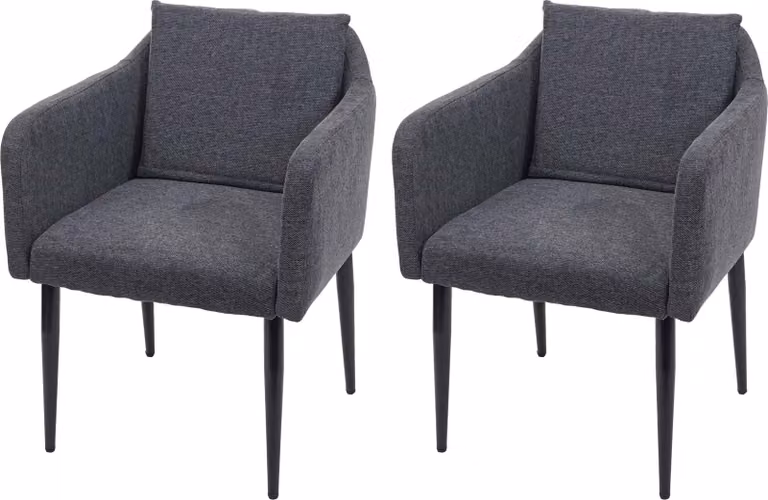 set di 2 sedie per sala da pranzo HWC-H93, sedia da cucina poltrona sedia ~ tessuto/tessuto grigio scuro
