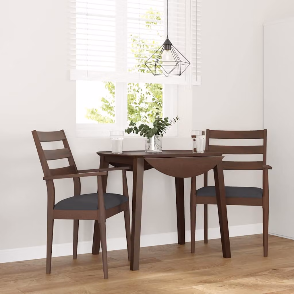 Set di 2 sedie da pranzo vidaXL con cuscini in legno di Hevea massello, colore marrone e nero