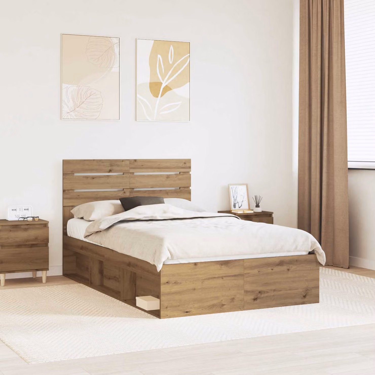 Struttura del letto con cassetti vidaXL in legno di pino color marrone L 120 x P 200 cm