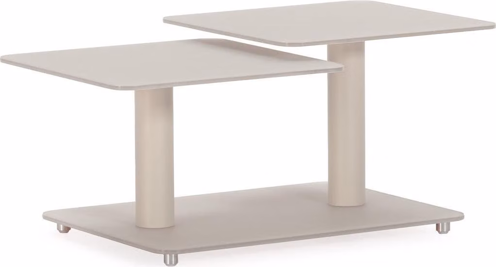 Calicosy - Tavolino basso girevole con ripiani quadrati in vetro L 114 cm - KAYA