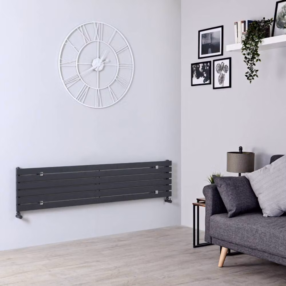 Radiatore di Design Orizzontale Antracite - 354 x 1600mm - 625W - Sloane
