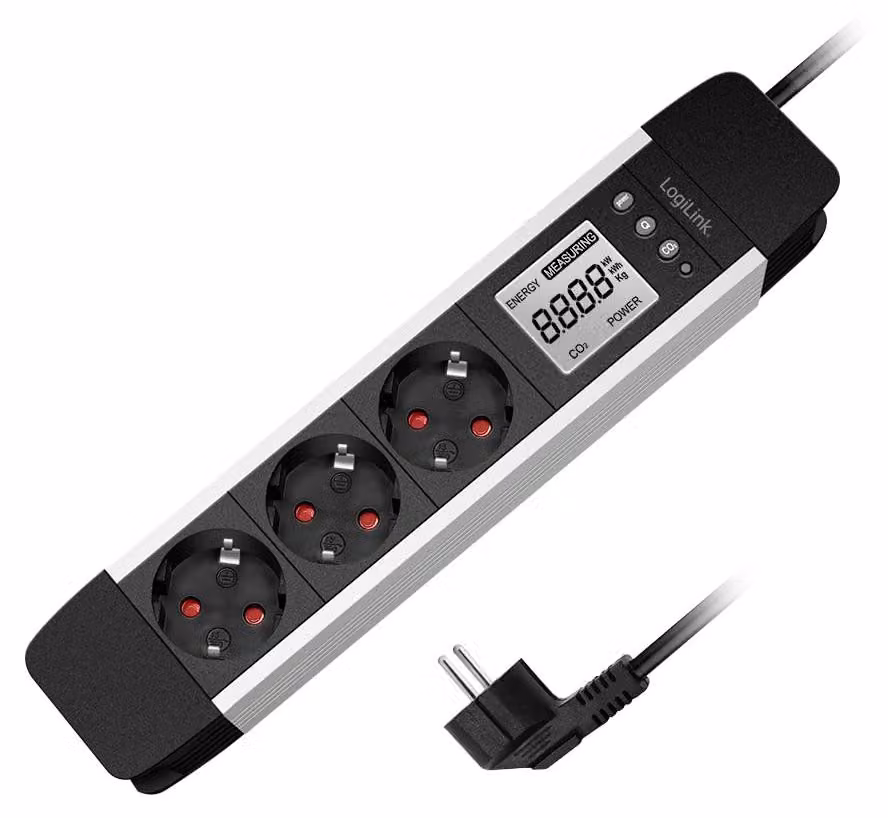 2direct LogiLink Stikdåse 3-stik 16A Sort 1.4m