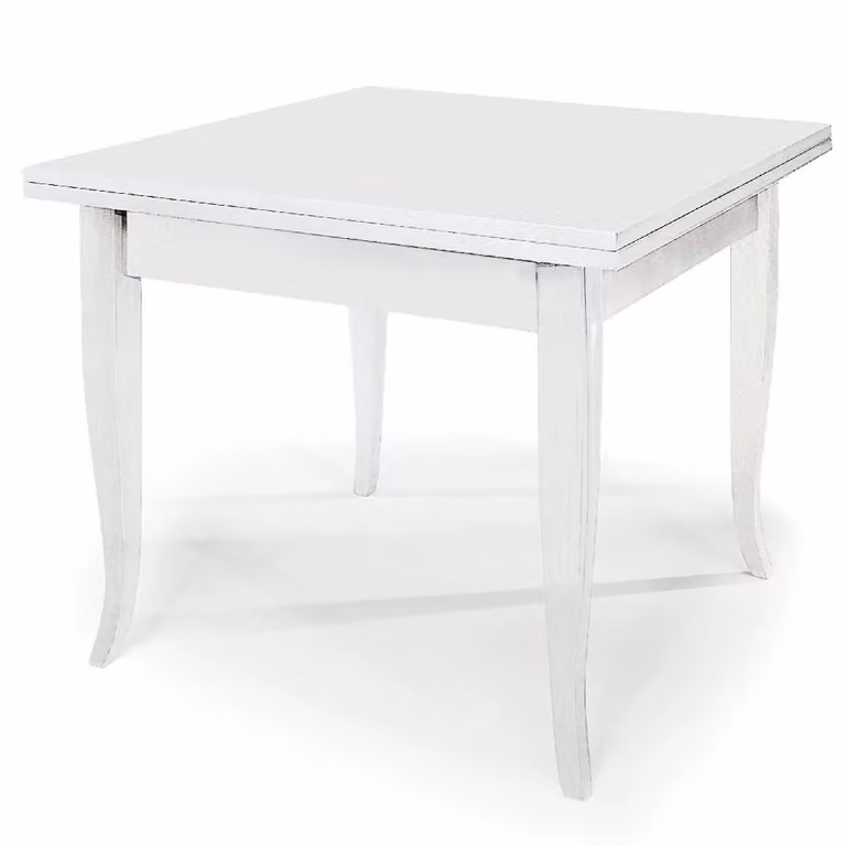 Tavolo SANTA CROCE in legno bianco allungabile a libro 80×80 cm – 160×80 cm