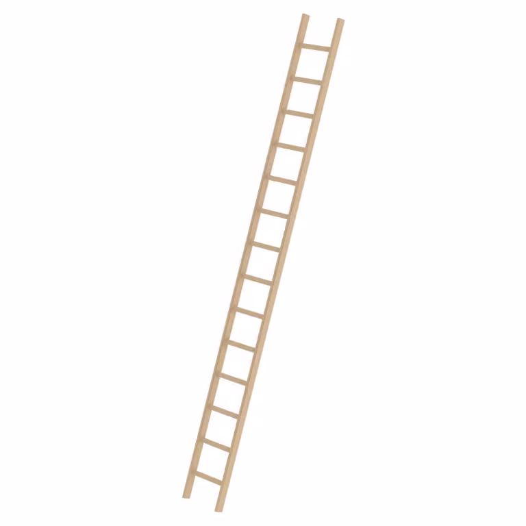 Scala singola a pioli in legno senza traversa 14 pioli