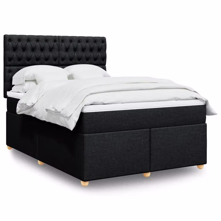 vidaXL Giroletto a Molle con Materasso Nero in Tessuto L/P: 160 x 200 cm
