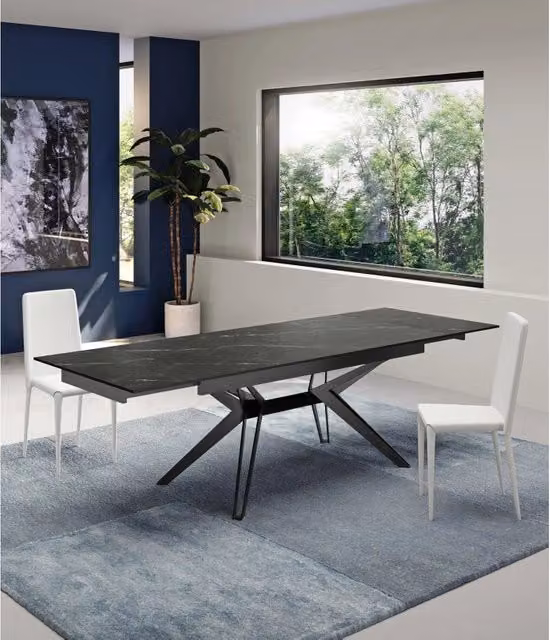 Tavolo da pranzo allungabile Match 3 Stones in ceramica nera opaca L/P/H: 160/240 x 90 x 76 cm – 1