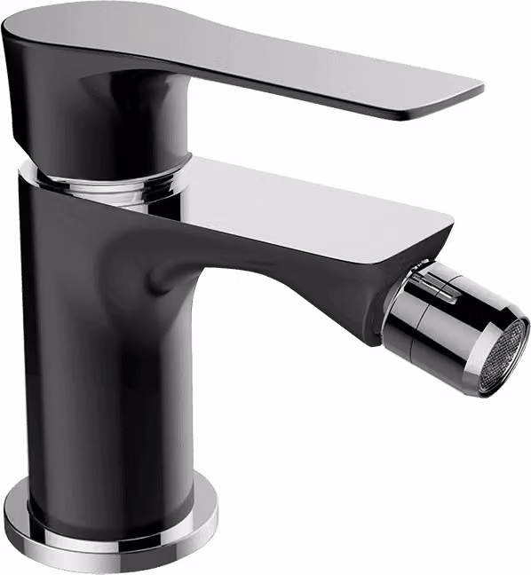 Miscelatore bidet verticale di design con tappo nero