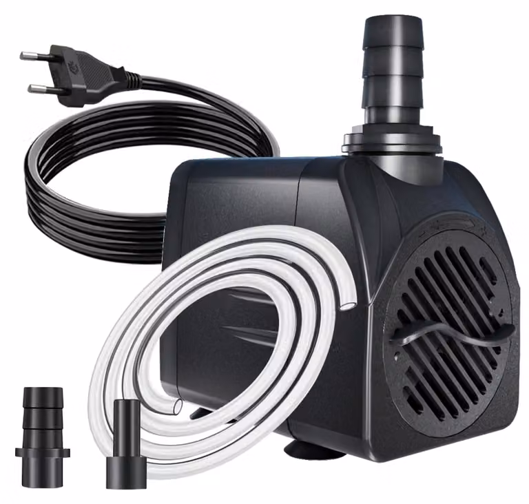 Pompa per fontana da 16W, portata di 800 litri all'ora, pompa per stagno ultrasilenziosa, con cavo da 1,8 metri