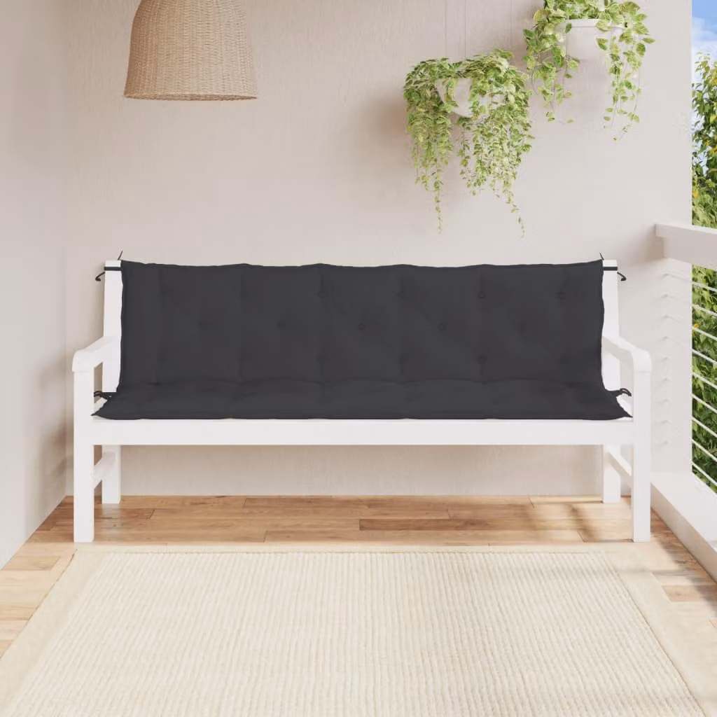 Set di 2 cuscini per panca da giardino vidaXL neri in tessuto Oxford impermeabile e traspirante L/P/H: 180 x 50 x 7 cm