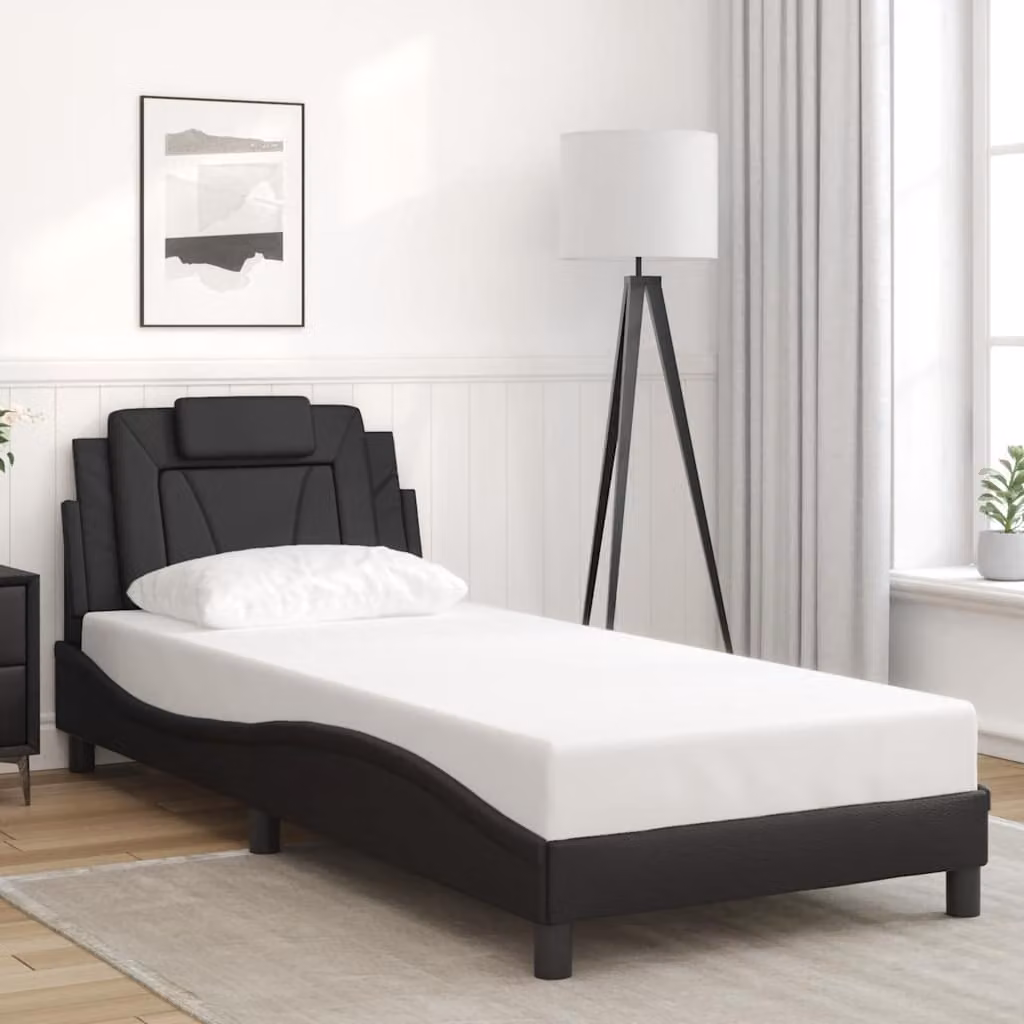 Giroletto Viana vidaXL in similpelle nera senza materasso L/P: 90 x 200 cm – 1