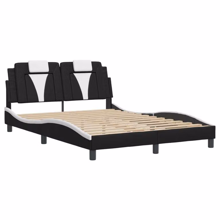 Giroletto Viana senza Materasso Nero e Bianco 140x190 cm in Pelle finta