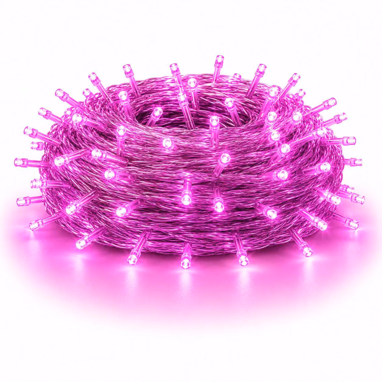 10M 100LEDs 8 Modes Fairy Lights Power LED Christmas Fairy Lights Cavo trasparente Camera Decorazione Luce Festa Giardino Albero di Natale Illuminazione, Rosa