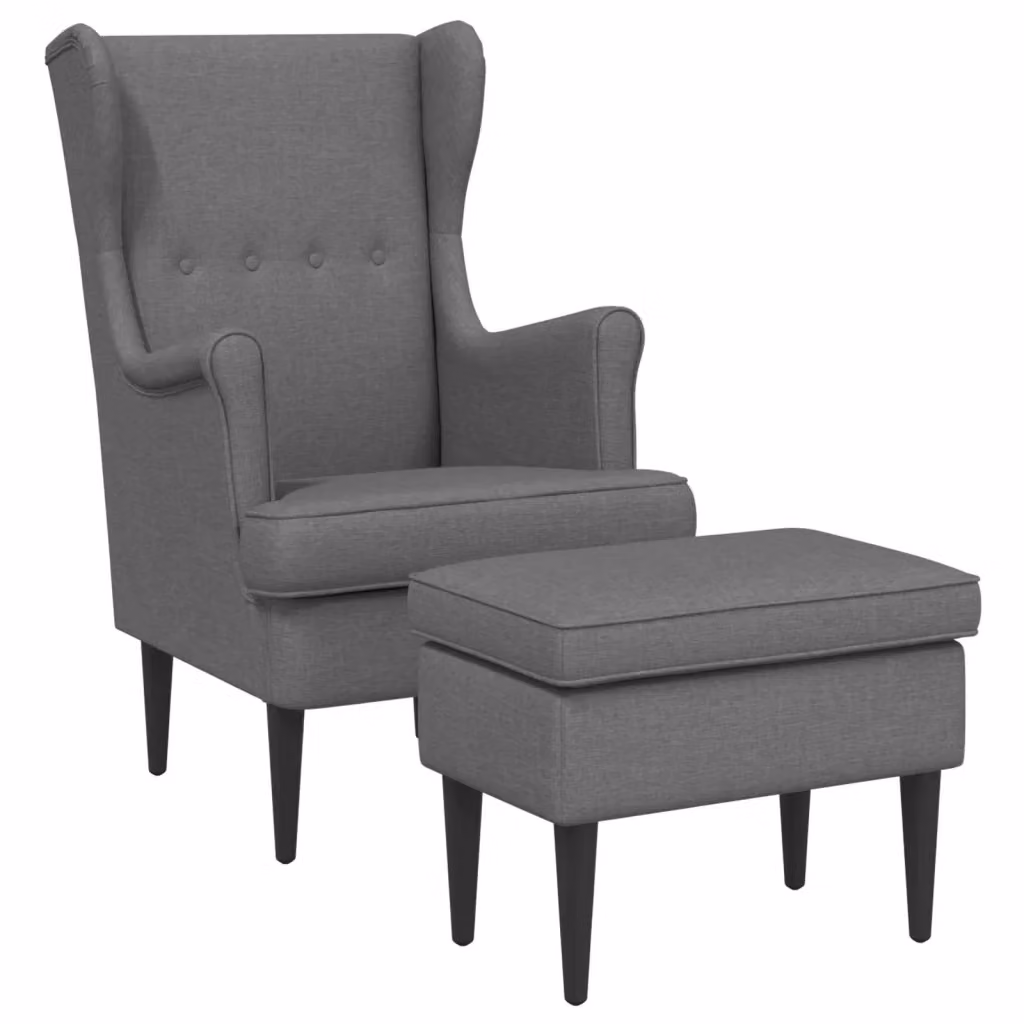 Set Poltrona con Ottoman vidaXL Grigio Moderno in Tessuto con Braccioli – 2