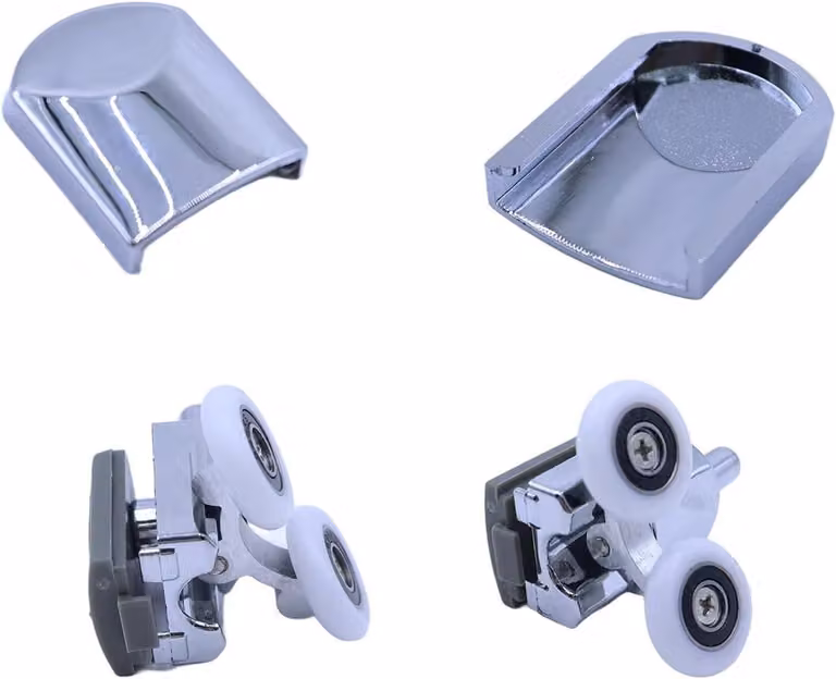 Rulli per porte doccia da 23 mm - 8 pezzi - Lega di alluminio - Per porte da bagno curve - Funzionamento silenzioso - Include viti in acciaio inossidabile - Ruote per porte doccia